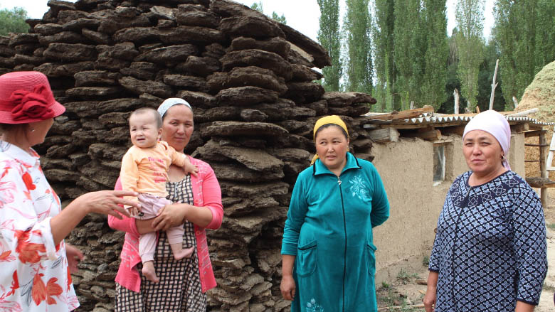 Fatima (second from the left), Tash-Bashat Village, appreciates the knowledge she has received through the Agricultural Productivity and Nutrition Improvement Project.