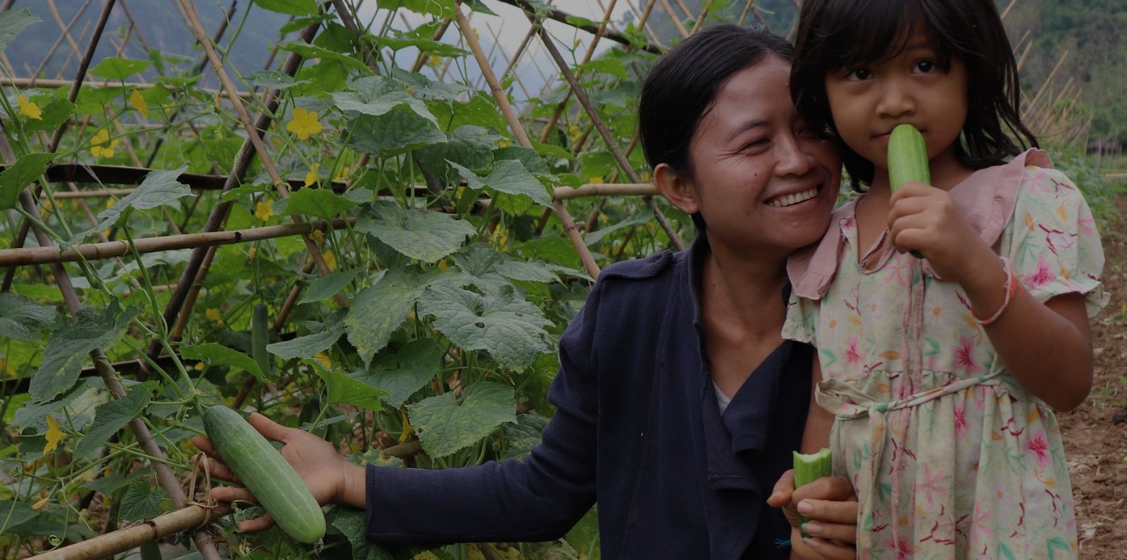 Laotian farmer and her daughter