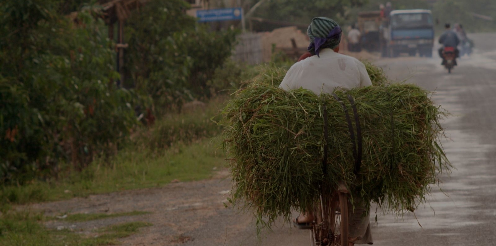 farmer on a bike