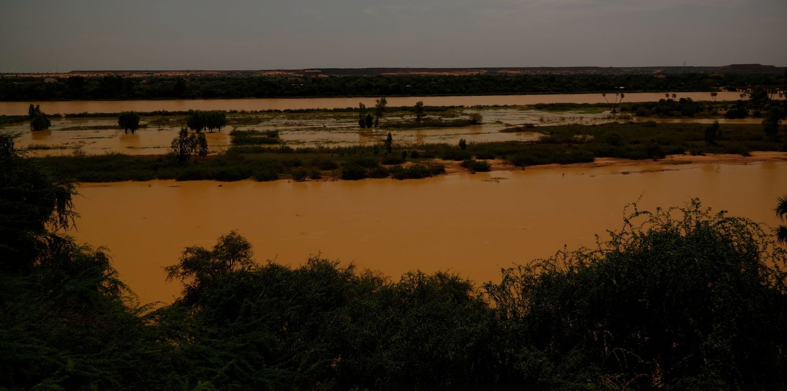 Aerial view to Niger river in Niamey Niger