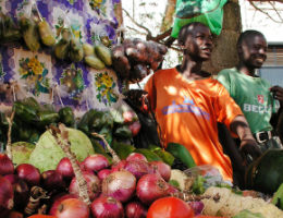 A marketplace in Kampala, Uganda. 