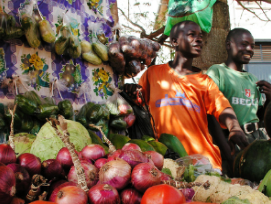 A marketplace in Kampala, Uganda. 