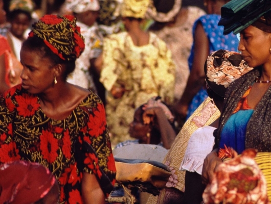 Women shopping at the market in Senegal