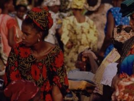 Women shopping at the market in Senegal