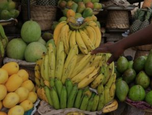 African market. Sale of fruit. Bananas. Lome. Togo. West Africa.