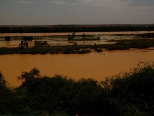 Aerial view to Niger river in Niamey Niger