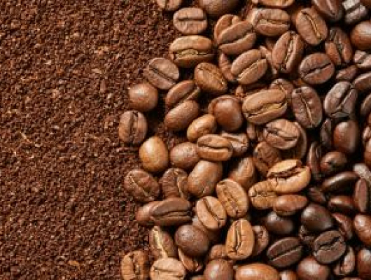 Coffee Beans and Ground Coffee Arrangement